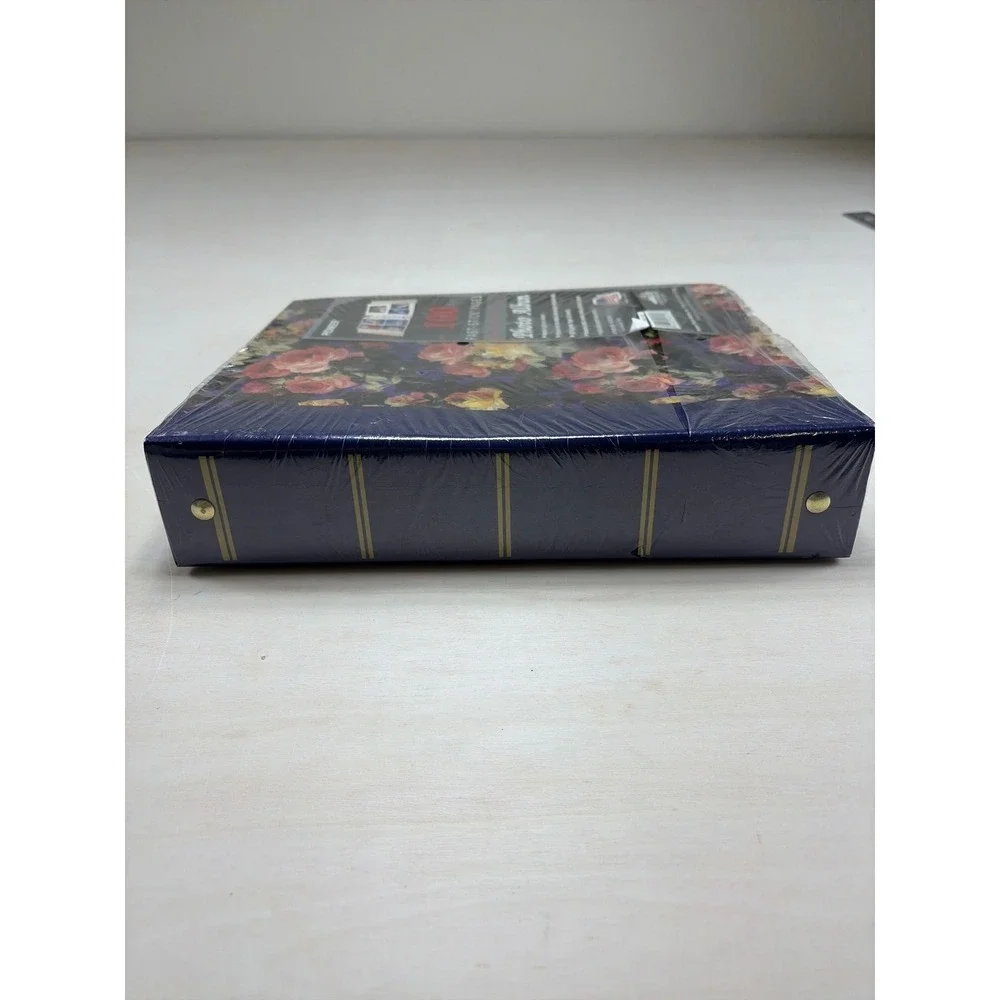 Vintage Pioneer Photo Album 100 Fast-Stick Pages Floral Rose Navy Blue LM-100
